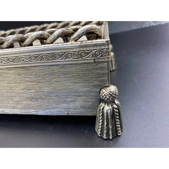 Vintage Chain and Tassel Tissue Box Cover Silver MCM Hollywood Regency - Picture 14 of 14